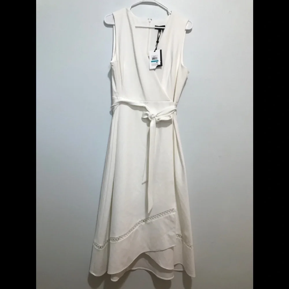 DKNY Illusion-Inset Midi White Dress 16 - Picture 12 of 16